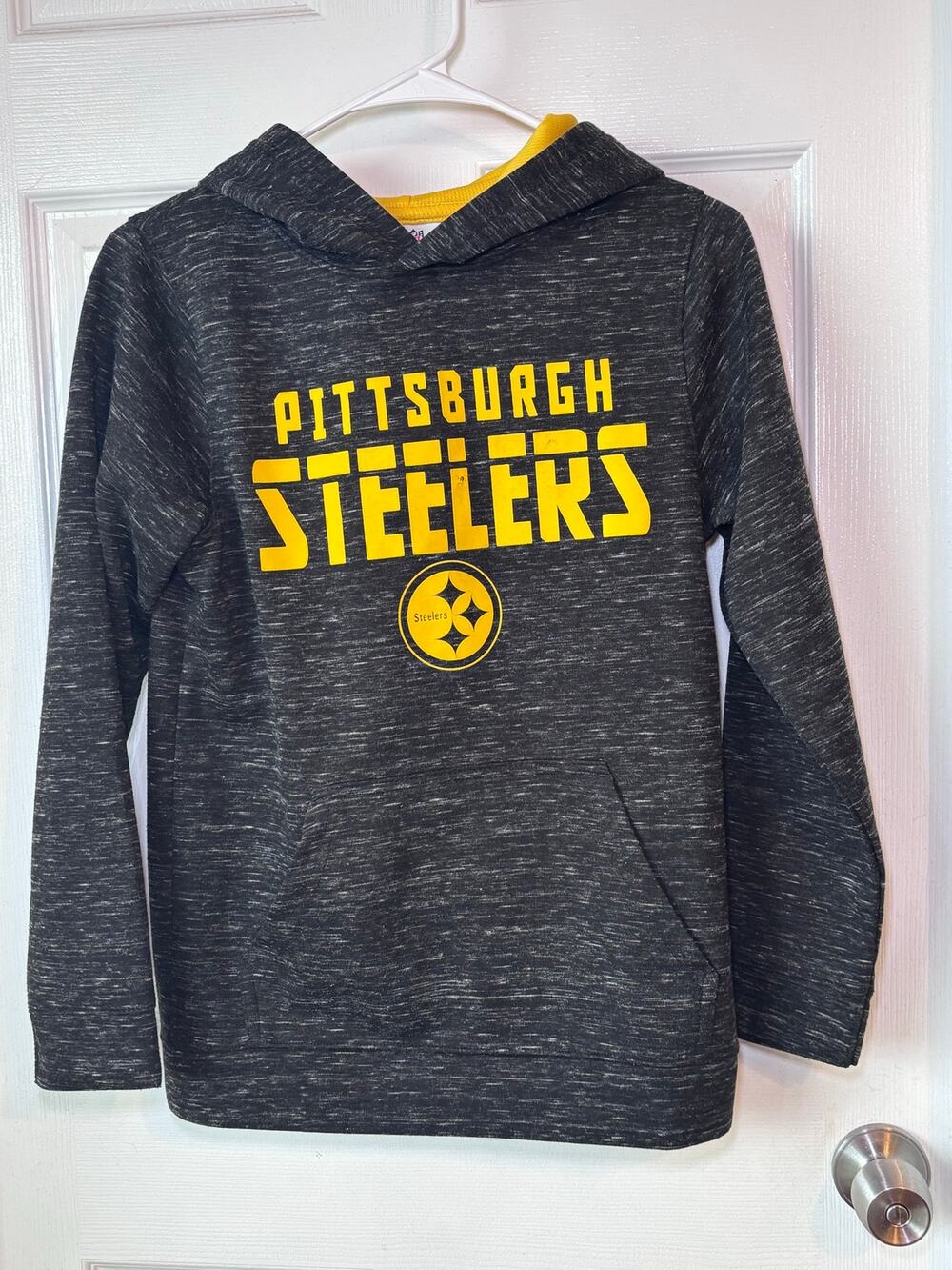 Pittsburgh Steelers NFL Team Apparel Hoodie Youth Large 10/12 Black Gold